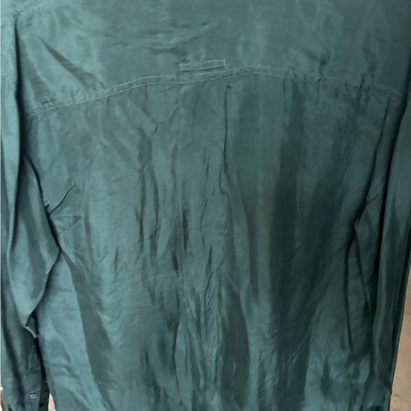 Stock Options 100% Silk Green Longsleeve Size Medium NWOT Comfy Button Up Blouse - Picture 7 of 16